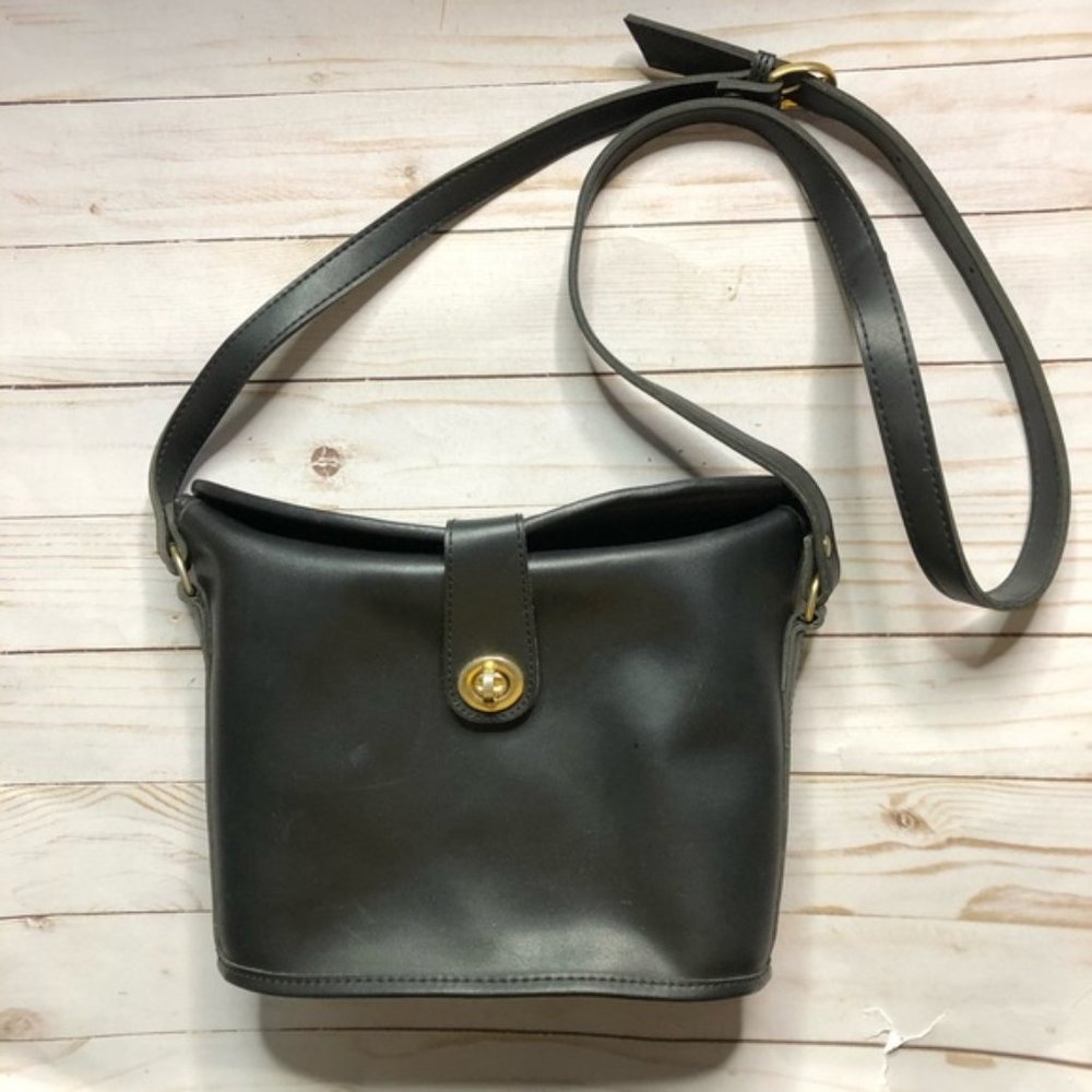 Vintage Coach Nottingham Black Leather Binocular Crossbody Shoulder Bag